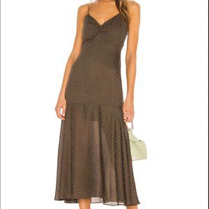 ALEXIS polka dot Nizarra dress in Mocha Dot Linen